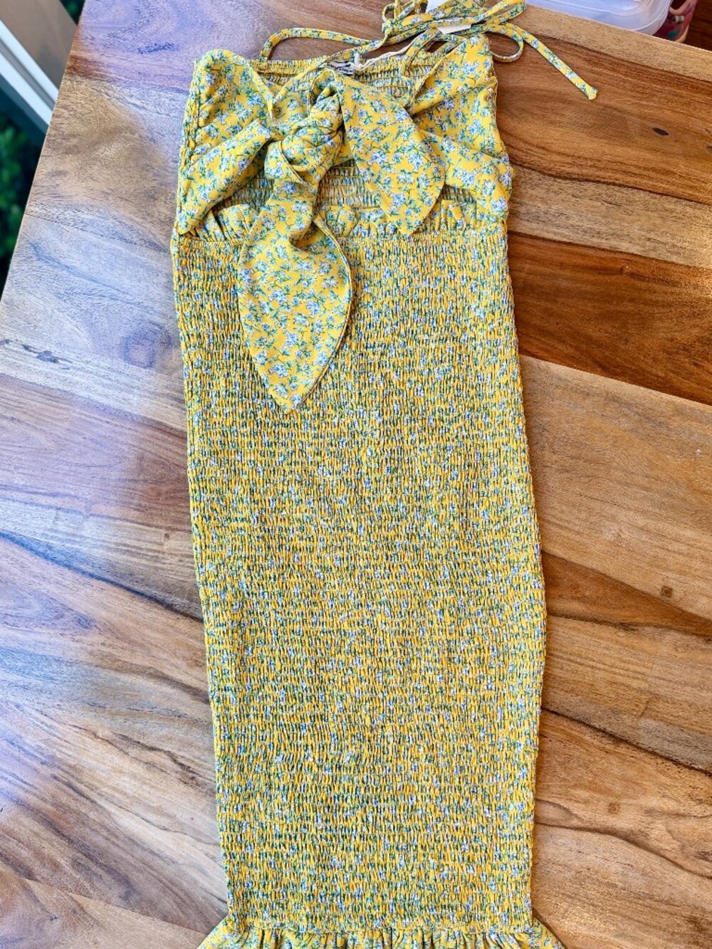 PinkBlush Yellow Floral Smocked Maternity Dress NWT Small